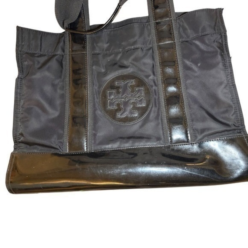 Tory Burch Black Nylon Patent Leather Trim Lightweight Everyday Tote Bag - Picture 13 of 16